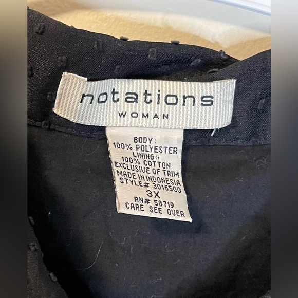 - Notations Women’s Short Sleeve Button Up Top Black Plus Size 3X - Picture 3 of 6